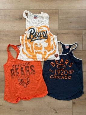 Junk Food Clothing Chicago Bears Tank Tops - White, Orange, Navy